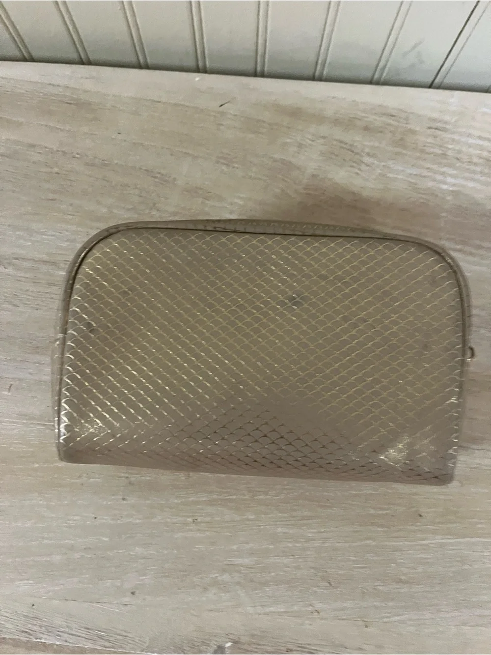 Metallic Gold Textured Women's Cosmetic Pouch